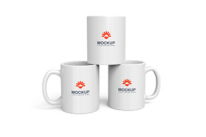 Three Coffee Mugs Stack Mockup, a Product Mockup by graphypix