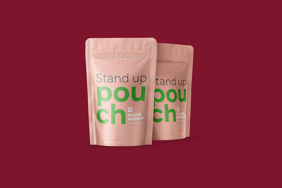 Stand Up Pouch Front and Half Side, a Cups & Container Mockup by easymock (Photo 11 of 12)