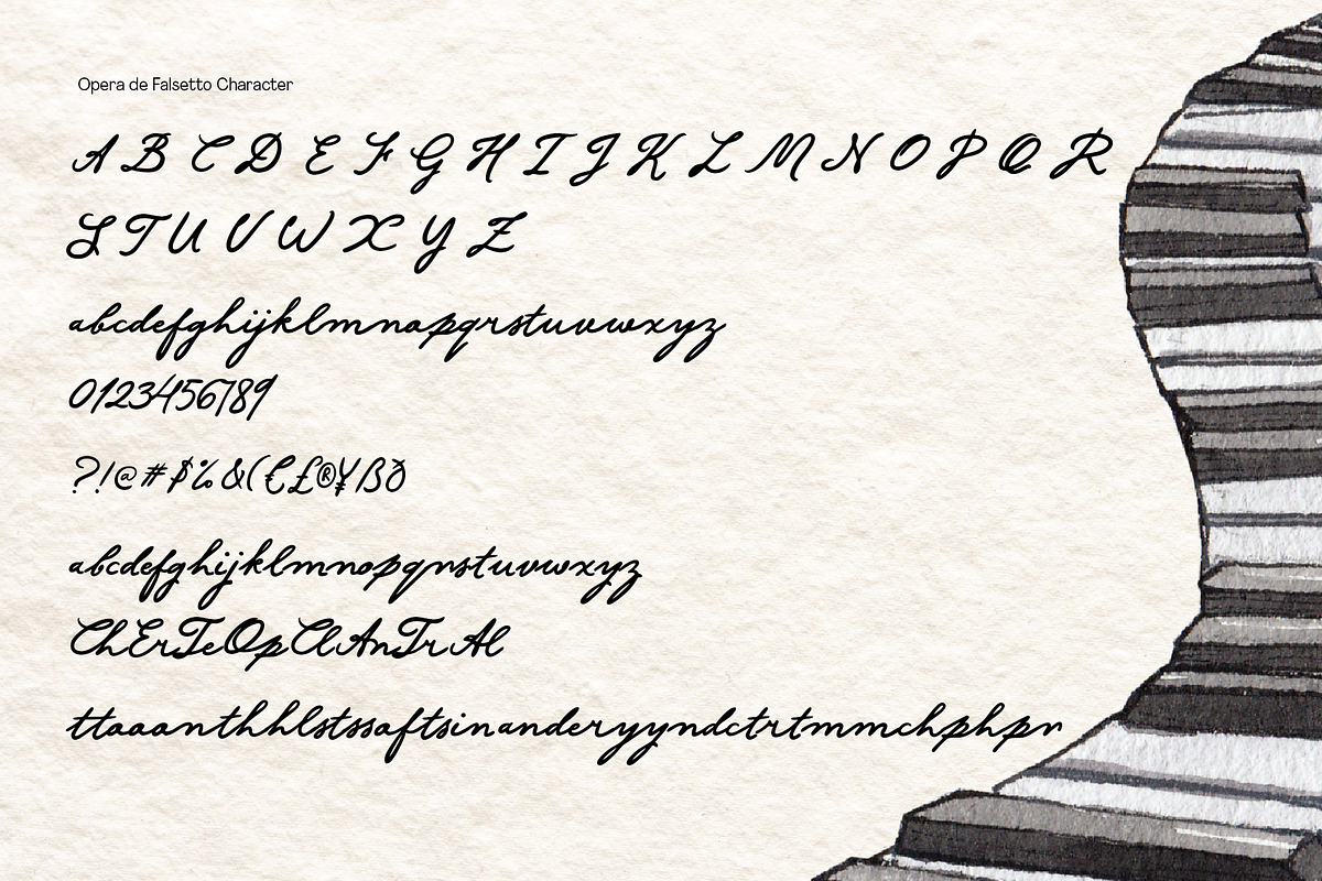 Opera de Falsetto Handwriting, a Handwritten Font by Pinakiaa Studios (Photo 10 of 10)