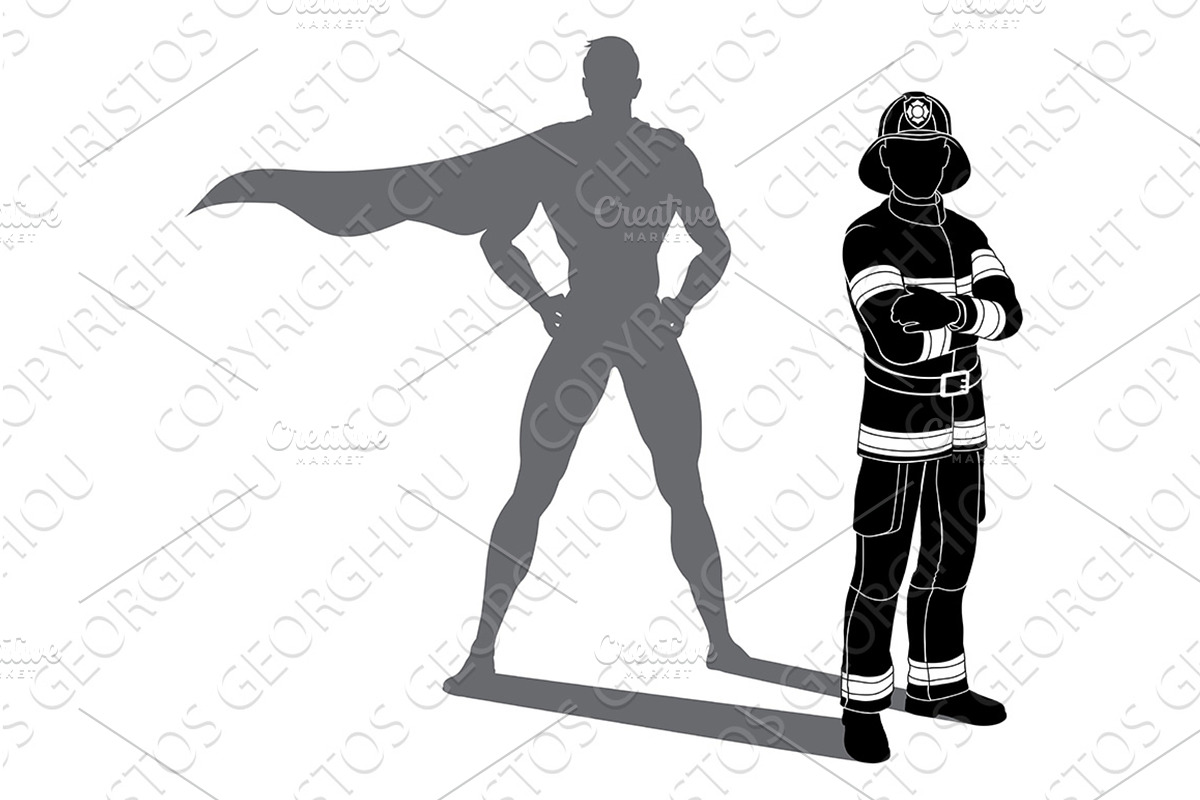 Superhero firefighter fireman Super, a Person Illustration by Christos Georghiou