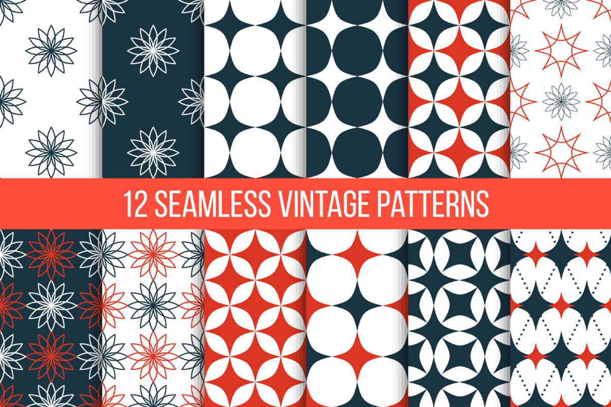 Vector seamless vintage patterns set, a Pattern Graphic by mnke art studio