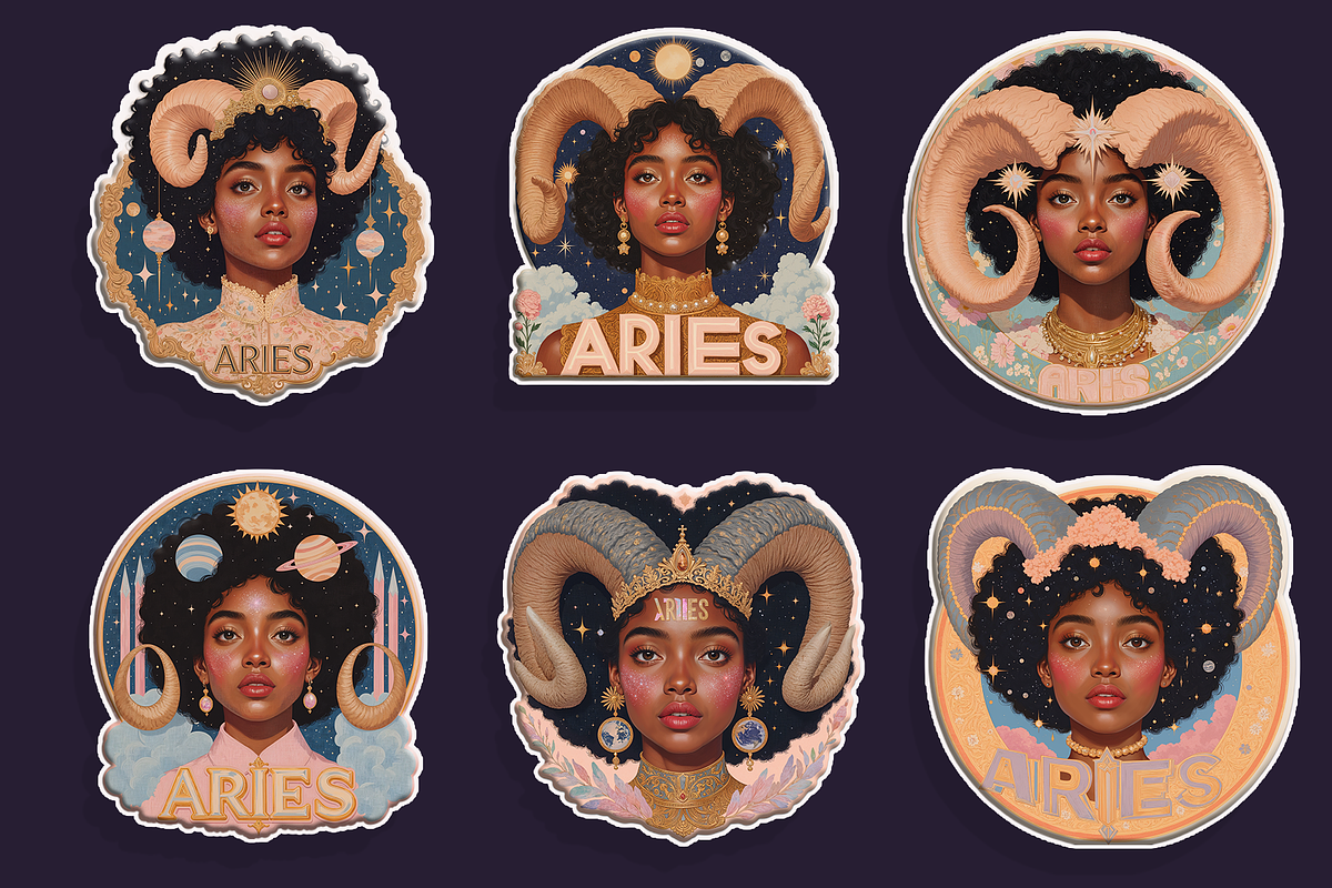 Aries Zodiac Sticker Bundle 80+, an Object Graphic by Jakayla Digital Co (Photo 5 of 15)