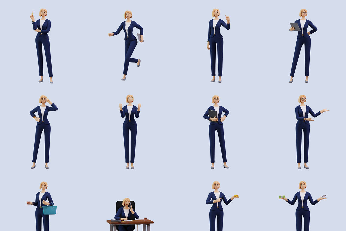 Ladsy Businesswoman 3D Character Set, a 3D by Welovegraphics (Photo 10 of 10)