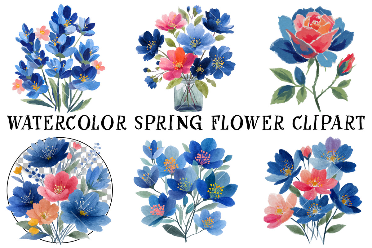 Watercolor Spring Flower Clipart, an Illustration by OK Design (Photo 2 of 6)