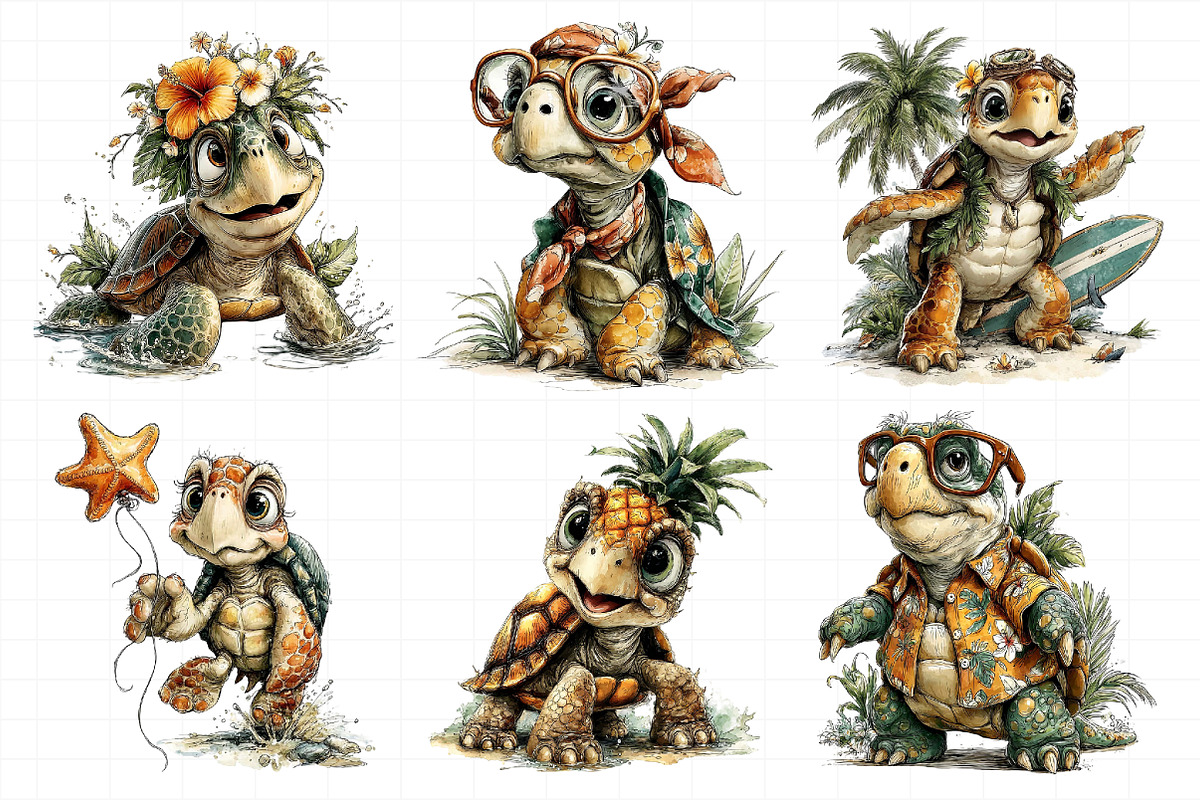 Tropical Turtle Clipart, an Illustration by Daily.Designs (Photo 5 of 7)