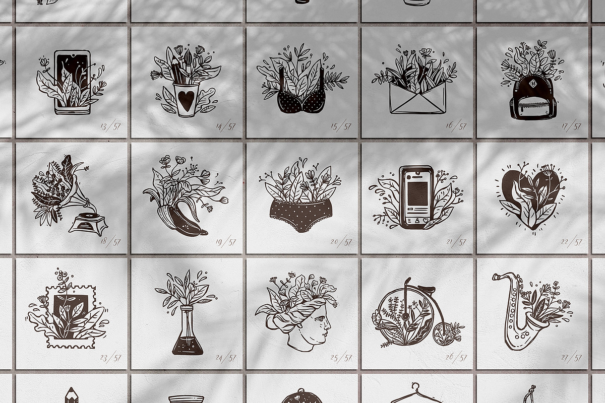 Magic Floral Icons, a Decorative Illustration by alexrockheart (Photo 2 of 10)