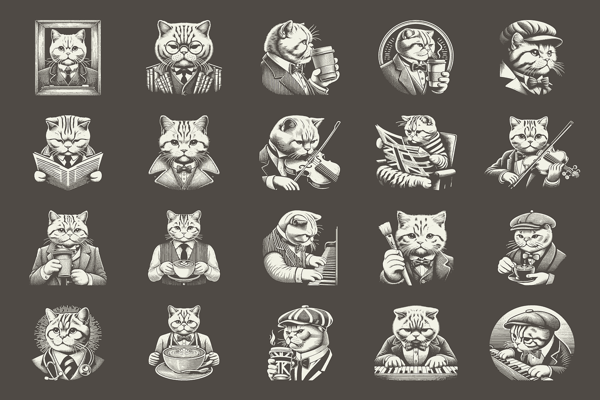 Vintage British Shorthair Cat Design, an Animal Illustration by devastd (Photo 9 of 11)