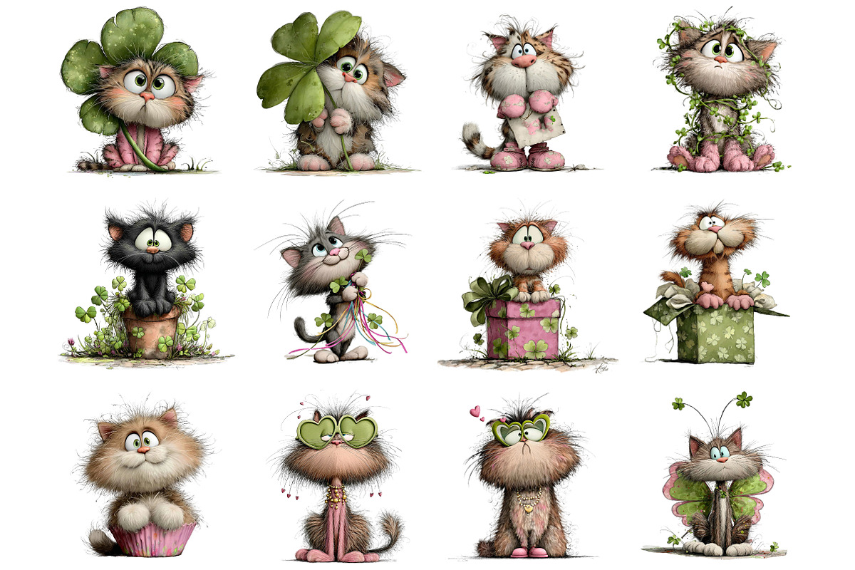 St. Patrick's Cats Clipart, an Illustration by DreamArtGraphic (Photo 3 of 4)