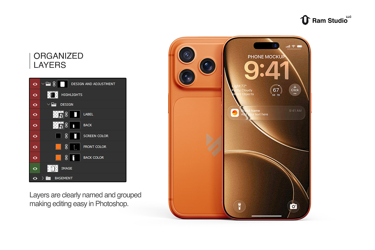 Modern iPhone 17 Pro Screen Mockup, an iPhone Mockup by RamStudio2 (Photo 12 of 15)