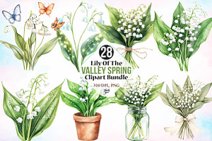 Lily of the Valley Spring Clipart, an Illustration by Canvas Craft
