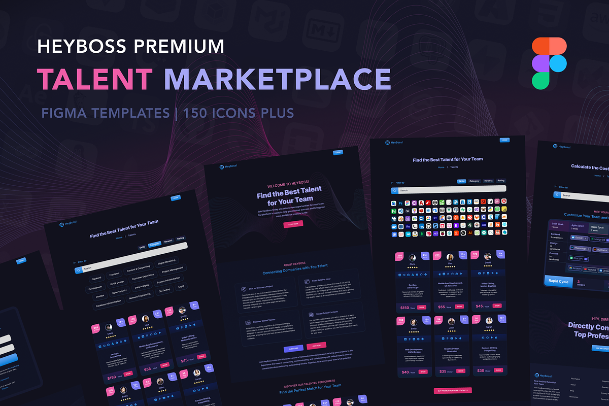 Dark Talent Marketplace in Figma