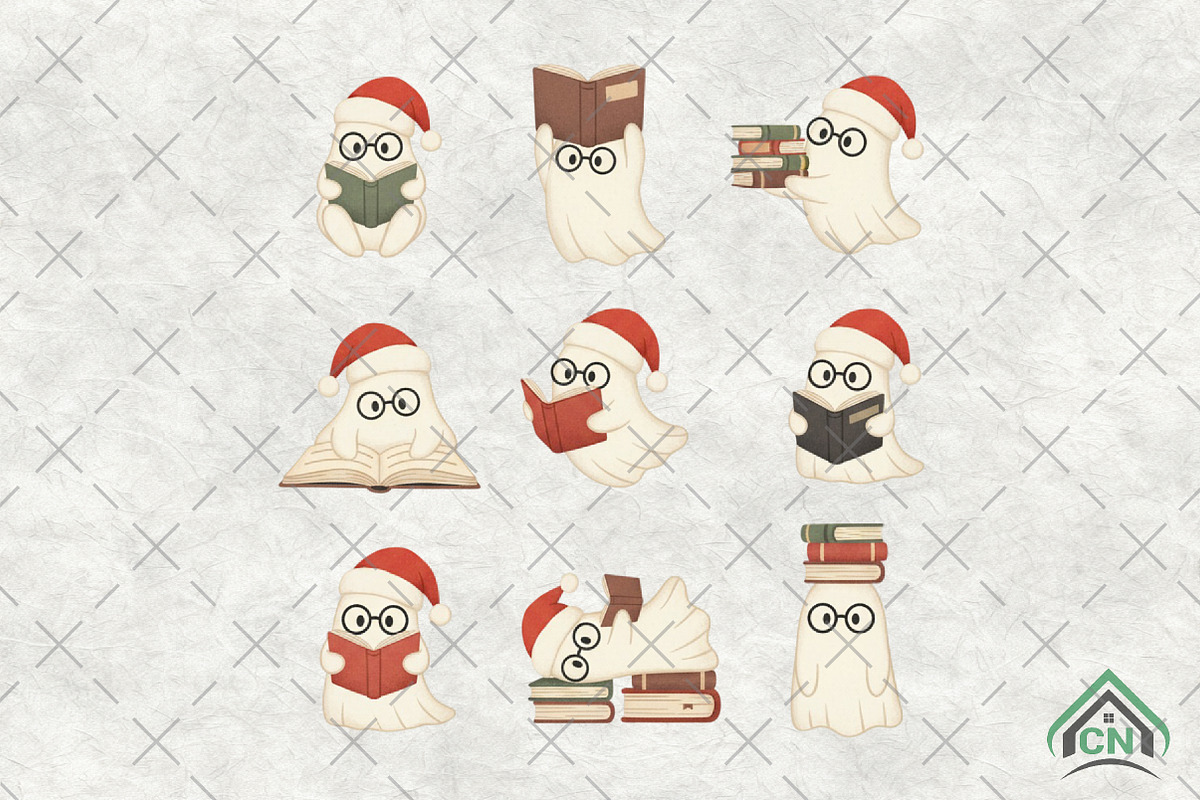 Christmas Ghosts Reading PNG, an Illustration by Craft Nest (Photo 1 of 6)