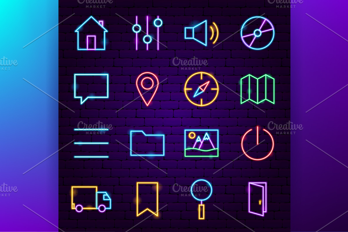 Web Design UI UX Neon Vector Icons, an Outline Icon by Anna_leni (Photo 2 of 6)