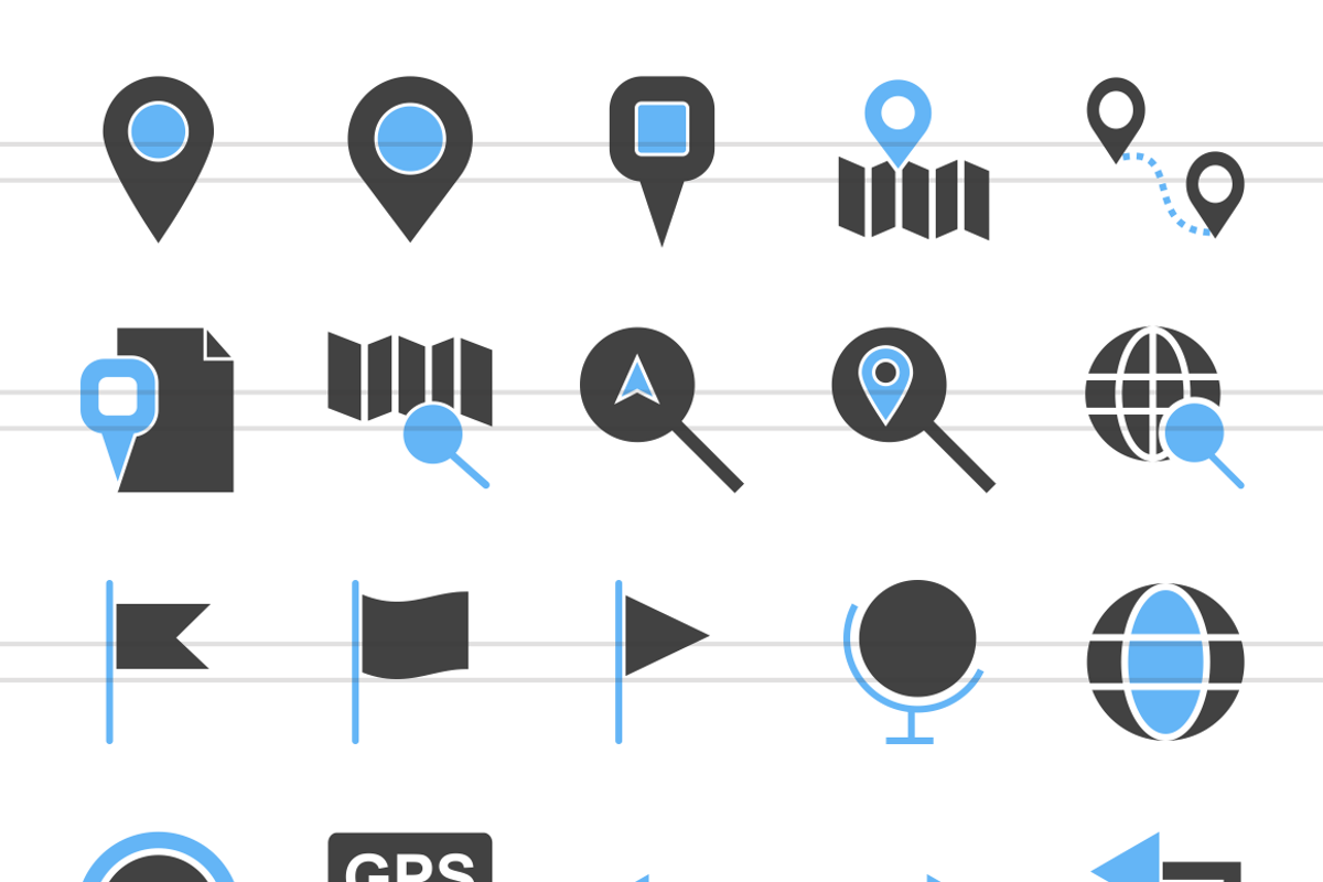 50 Maps Blue & Black Icons preview 2
