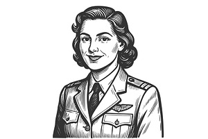 Vintage Female Air Force Officer in, a Person Illustration by AlexArt