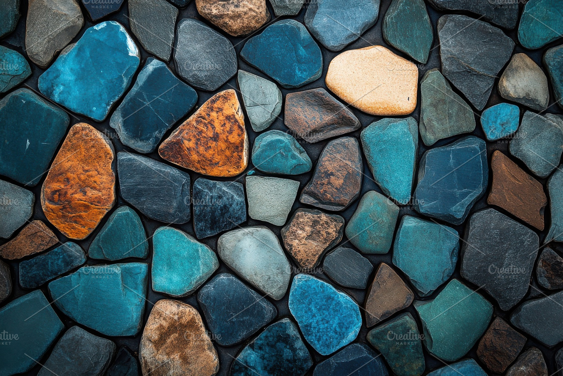 Colorful stone wall texture backgrou, a Photo by Pixeness Studio