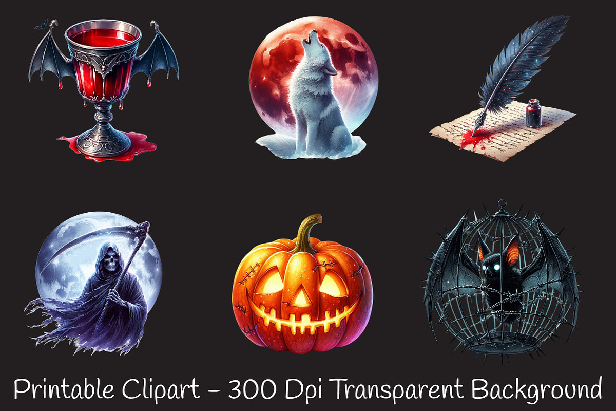 Dark Halloween Sublimation Clipart, an Illustration by RobertsArt (Photo 3 of 7)