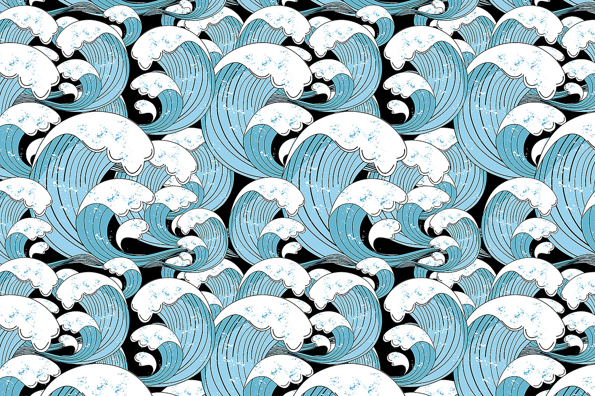 Beautiful pattern set of sea waves, a Pattern Graphic by Tanor (Photo 4 of 8)