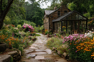Flower-lined garden path, a Photo by Beautiful things