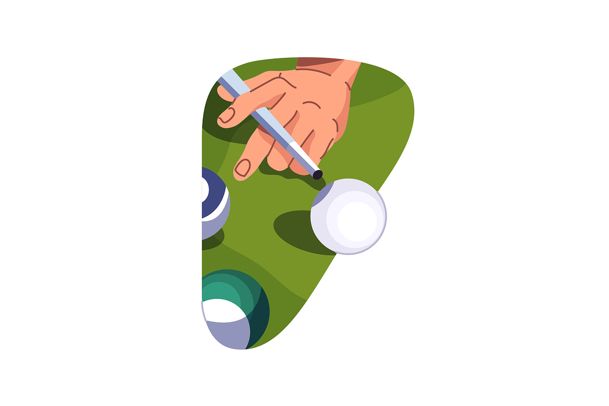 People play pool at billiard table, a Sport Illustration by PaperTrident (Photo 7 of 8)