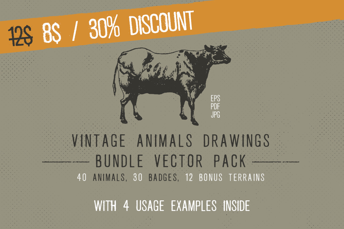 Vintage Animal Drawings Bundle, an Object Graphic by danielcomerci (Photo 1 of 4)