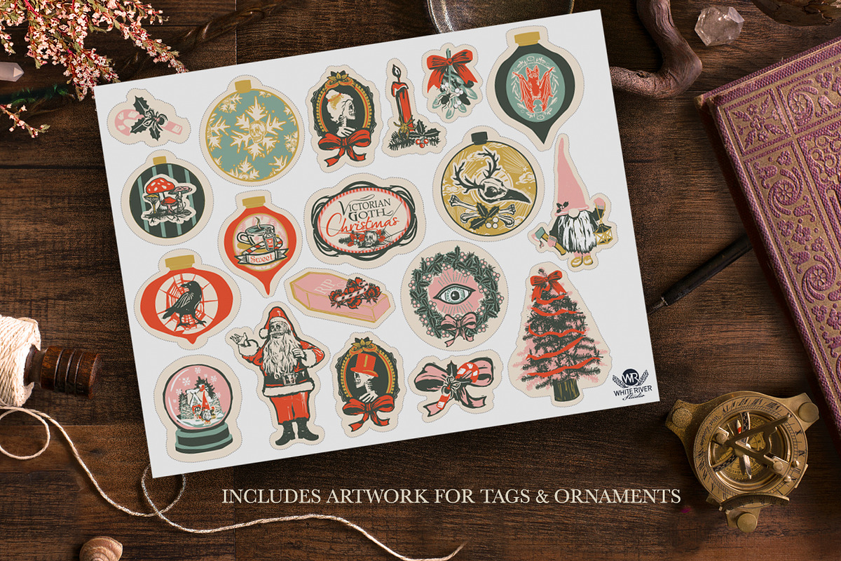 Victorian Goth Christmas Linocuts, a Decorative Illustration by WhiteRiverStudio (Photo 3 of 10)