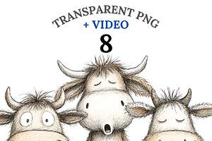 8 Cute Cow Clipart, an Animal Illustration by Pati Charm Studio