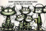 Quirky Christmas Cats Clipart Bundle, an Illustration by Dream Creation (Thumbnail 1 of 9)