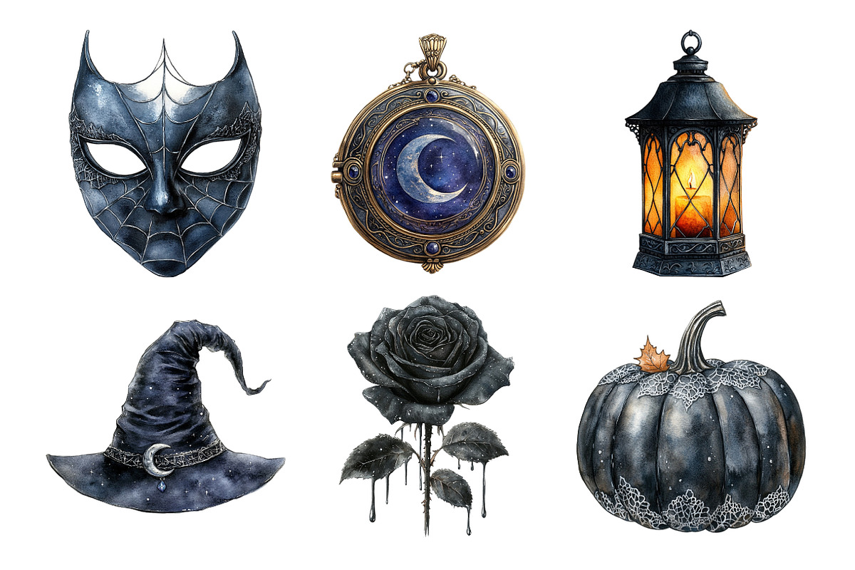 Midnight Black Halloween Clipart, an Illustration by Daily.Designs (Photo 2 of 5)