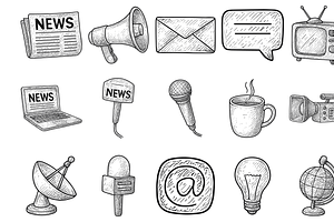 Media Communication Icons, an Object Graphic by nikagraphic