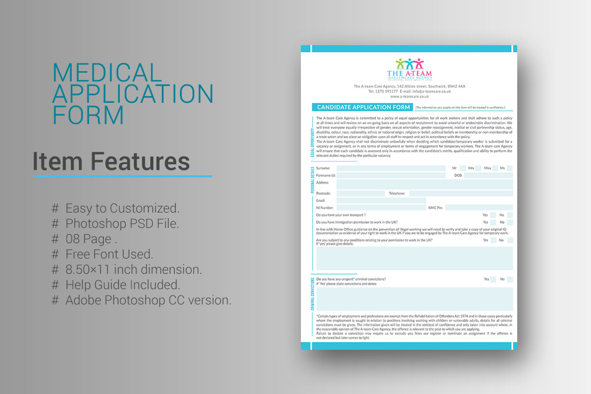 Medical Application Form, a Stationery Template by DesignGhar