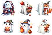Cute Fall Halloween Ghost Clipart, an Illustration by DreamArtGraphic (Thumbnail 5 of 5)