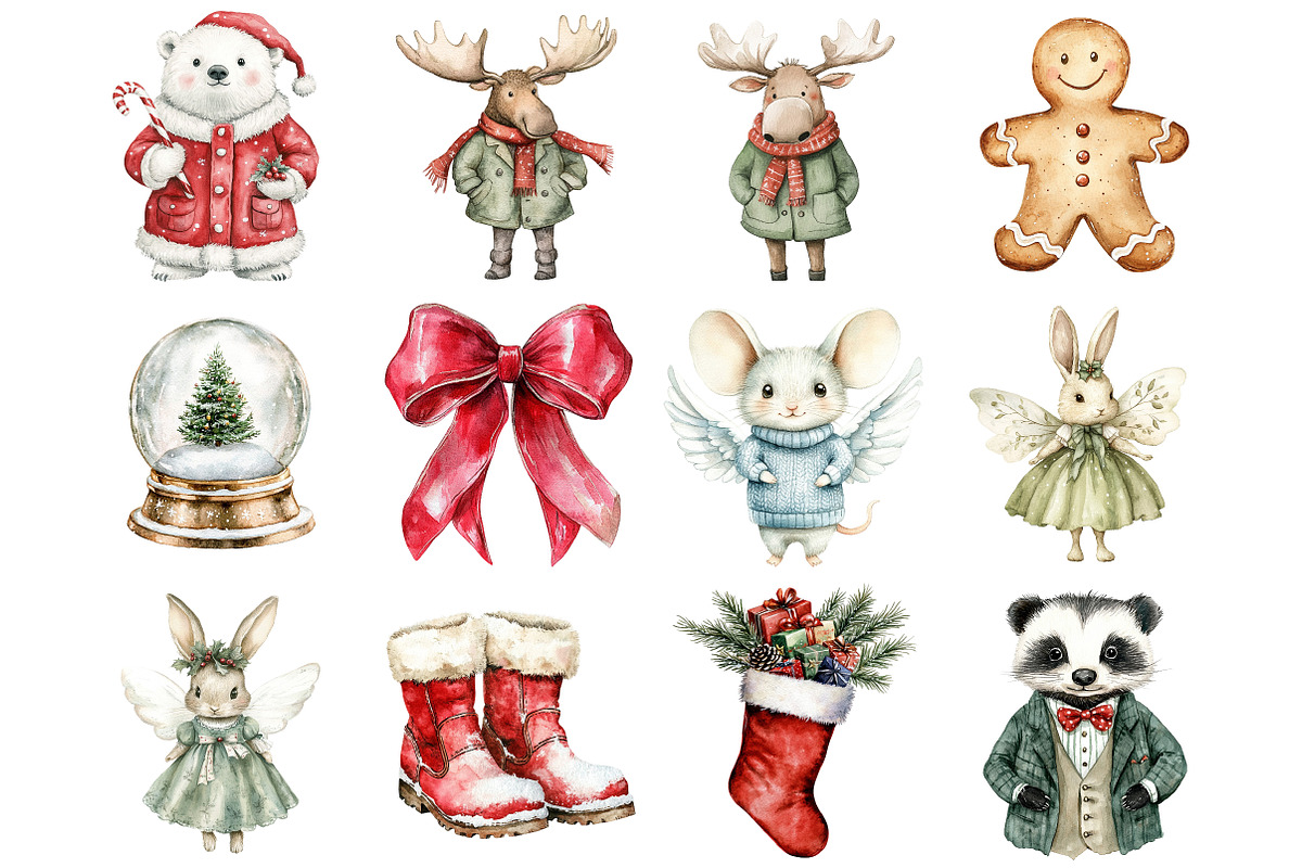 Watercolor Christmas Stories Clipart, a Seasonal Illustration by CitraGraphics (Photo 3 of 5)