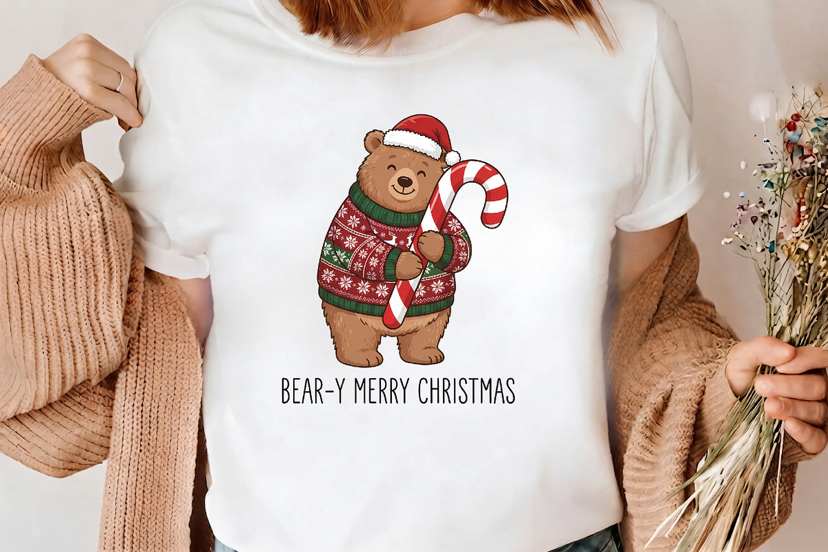 Beary Merry Christmas Bear PNG, a Seasonal Illustration by CrexoraLab (Photo 3 of 4)