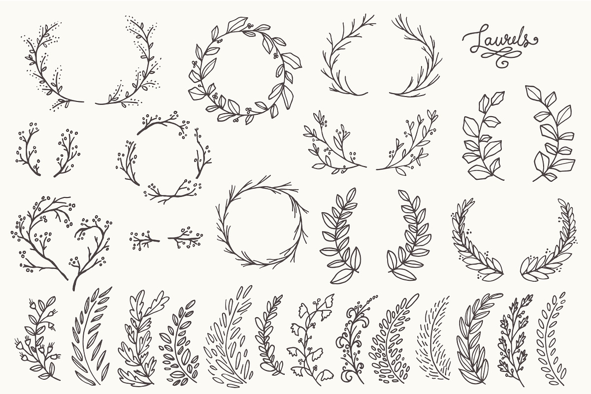 Whimsical Laurels & Wreaths Clipart! preview 3