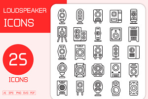 Set of Loudspeaker Icons Vector, an Outline Icon by Designfour