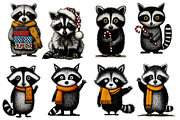 Christmas Cute Raccoon Clipart, an Illustration by Designworld (Thumbnail 3 of 5)