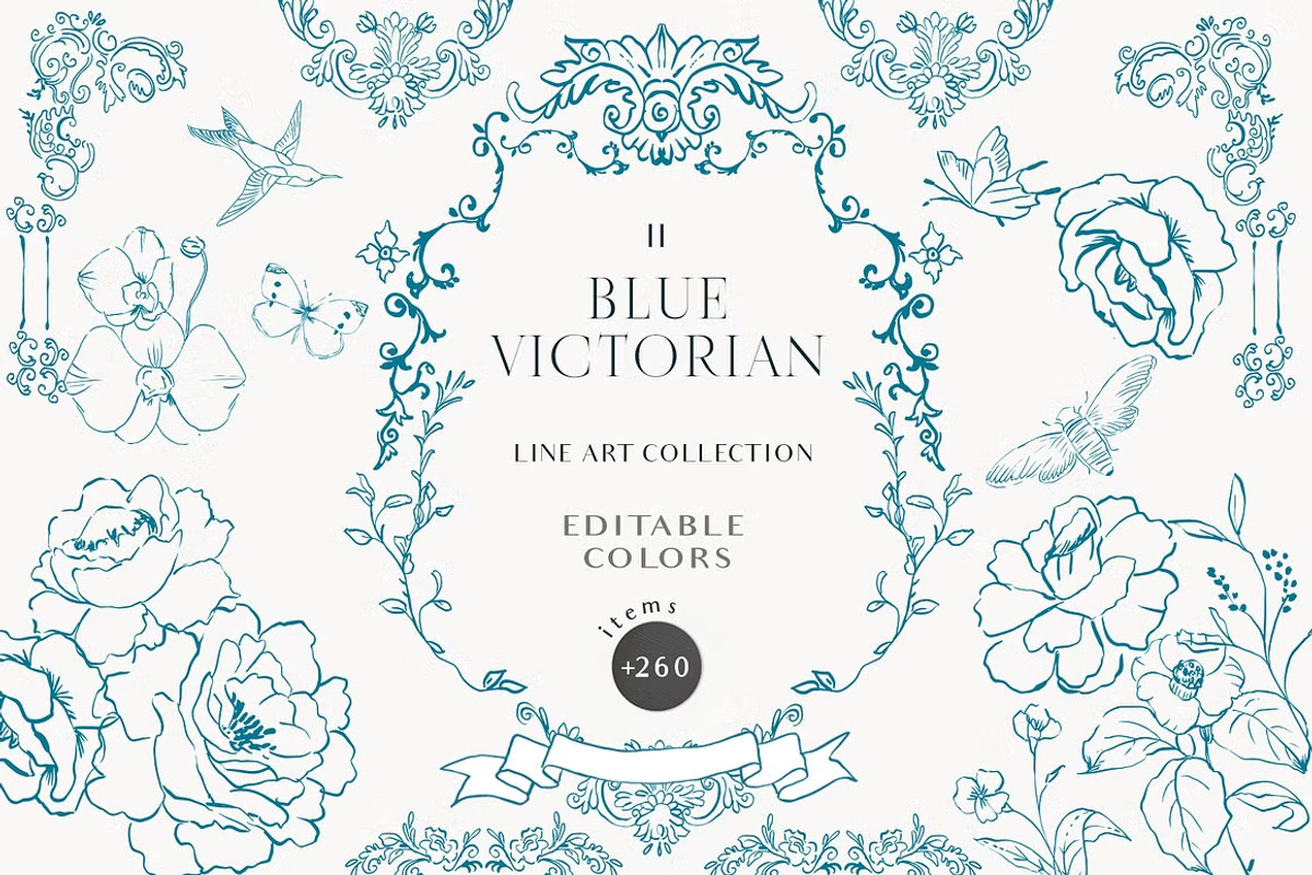 Rococco Vintage Victorian line art, an Object Graphic by Grace Noboa Illustrations (Photo 2 of 7)