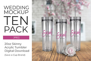 Wedding Skinny Acrylic Tumbler 10 pk