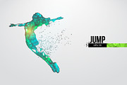 Silhouettes of a jumping woman, a Healthcare Illustration by Matrosovv (Thumbnail 1 of 4)