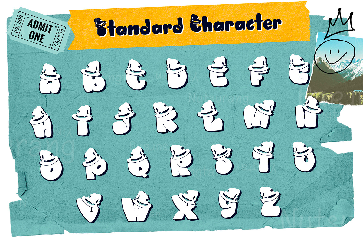 Hat Character Font, a Handwritten Font by N Nakorn Creative (Photo 5 of 9)