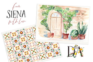 Italy Tiles Wedding Watercolor Siena