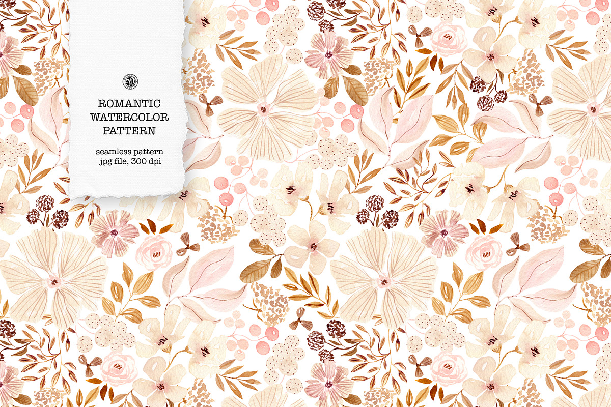 Watercolor Romantic Pattern, a Pattern Graphic by Webvilla Studio (Photo 1 of 8)