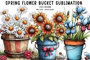 Spring Flower Bucket Sublimation Cli, an Illustration by CreationArt (Thumbnail 1 of 7)