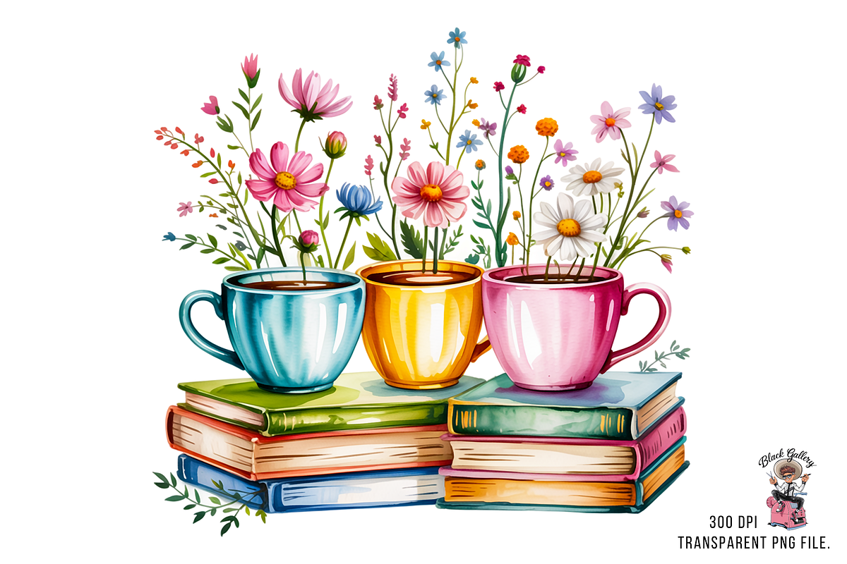 10 Books and Flowers Clipart PNG, an Illustration by Clipart Bloom (Photo 11 of 11)