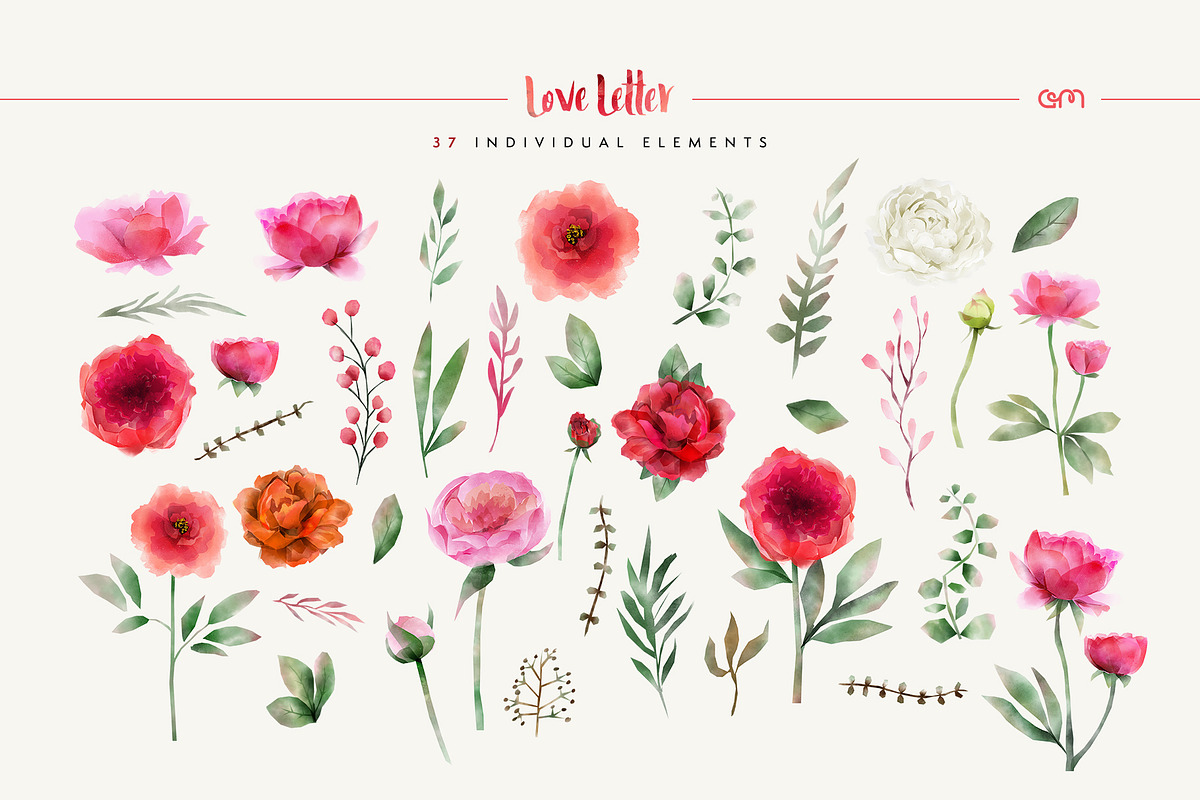 Love Letter - Peony Watercolour, an Illustration by AM Studio (Photo 2 of 6)