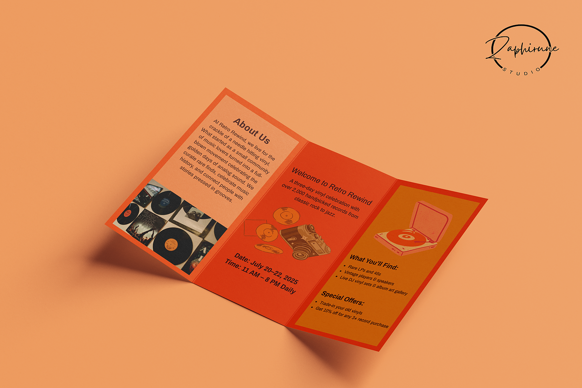 Vintage Vinyl Branding Bundle, a Brochure Template by Zaphirune_Studio (Photo 3 of 6)