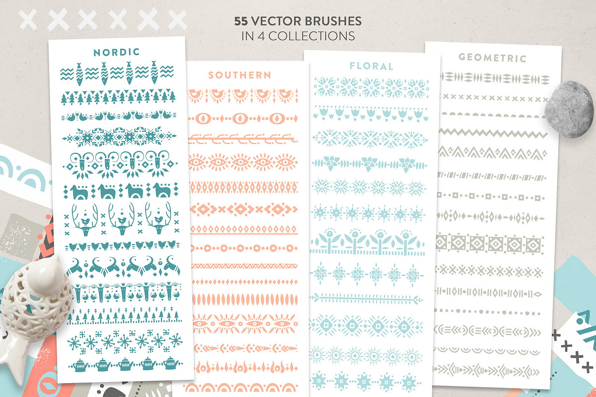 Ethnic Patterned Brushes for AI, a Brush Add-On by Struvictory.art (Photo 3 of 7)