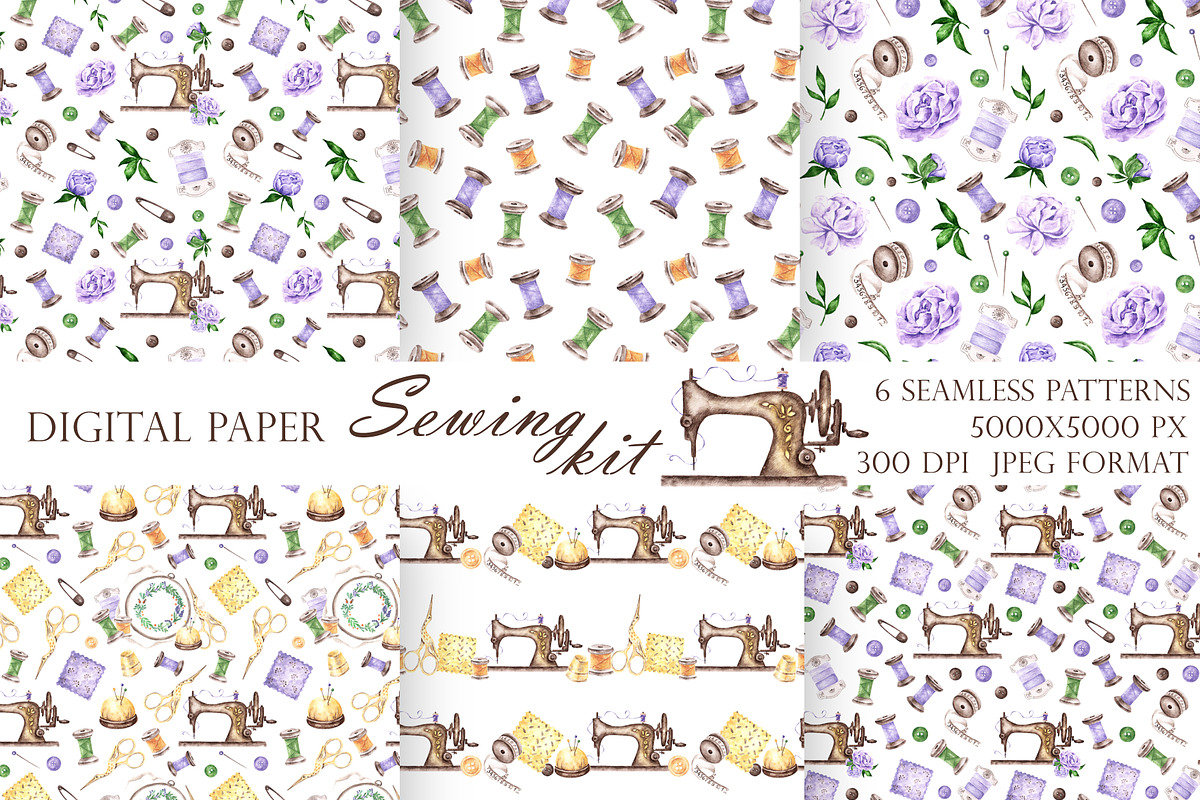 Sewing watercolor kit Sewing machine, an Illustration by SabinaWatercolorArt (Photo 6 of 14)