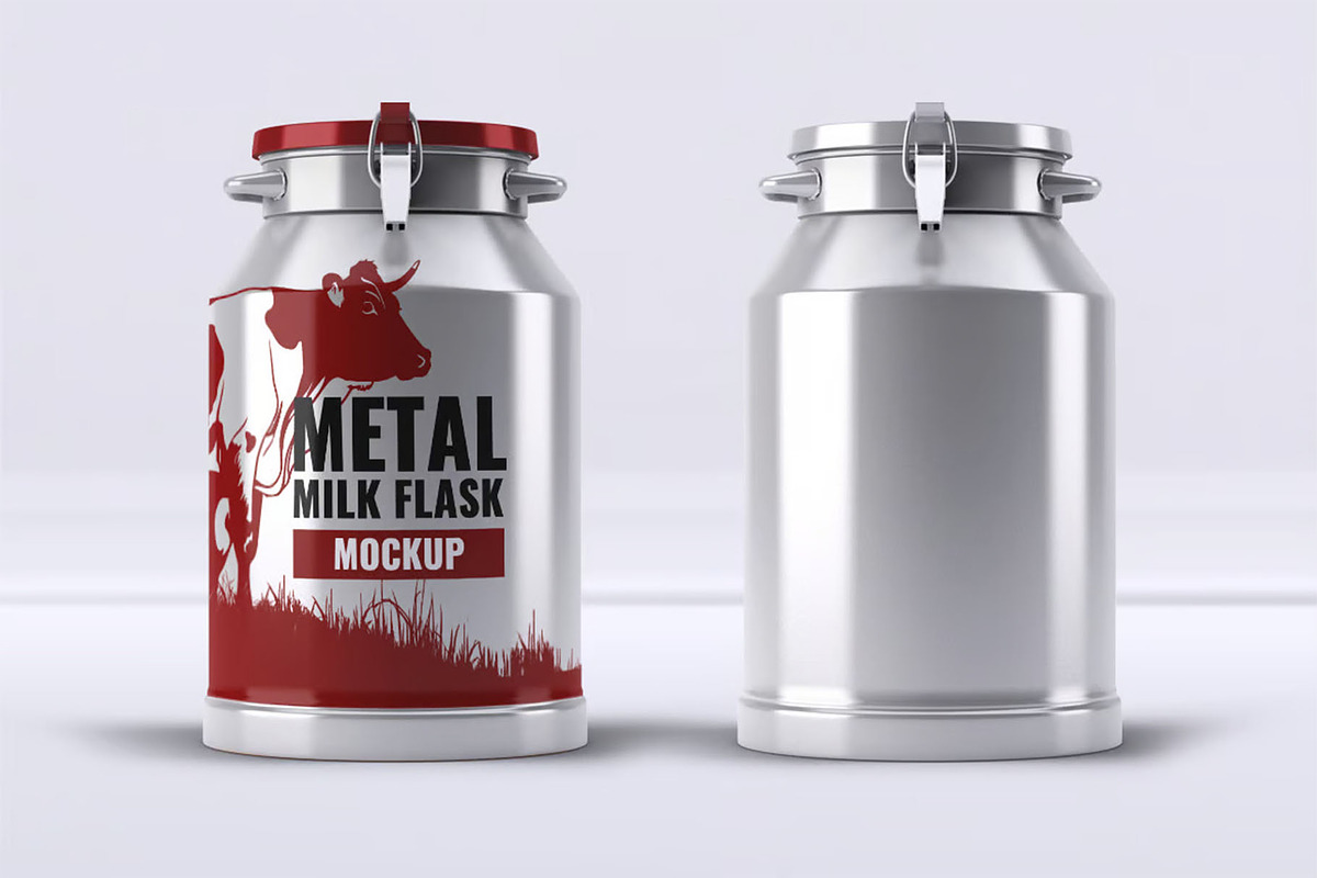 Metal Milk Flask Mock-Up, a Product Mockup by DesignRushMarket (Photo 7 of 7)
